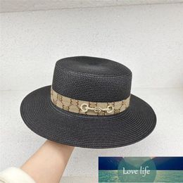 Fashionable Personalized Flat Top Straw Hat for Women Travel Seaside Sun Hat Sun Protection Sun Hat Fashion