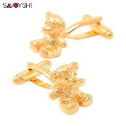 SAVOYSHI Lovely Teddy Bear Cufflinks for Mens High Quality Metal Lifelike Animal Cuff links Fashion Shirt Accessories