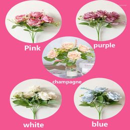 Decorative Flowers 35 Cm 5 Heads Rose Silk Peony Artificial Flower Bouquet Big Fake For Family Wedding Decoration Indoor