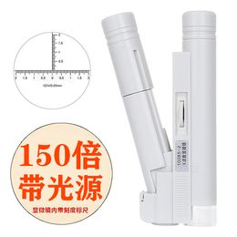 150X Portable LED Light Microscope With Scale Loupe