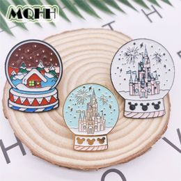 Cartoon Christmas Tree Snowflake Crystal Ball Castle Fireworks Enamel Brooch Alloy Badge Cowboy Clothes Bag Pin Women Jewellery