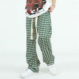 Men's Pants Men Hip Hop Diamond Check Baggy Joggers Slacks Harajuku Streetwear Sweatpants Casual Autumn Trousers Bottoms