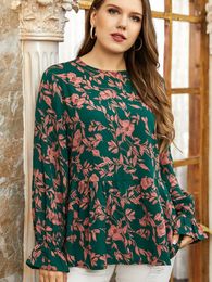 Women's Plus Size TShirt Fragmented Flower Doll Shirt Large Ruffled Clothing plus size women clothing blouse 230517