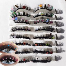 False Eyelashes Natural Stage Makeup Colour Eye Tail Faux Butterfly Birthday Party Fake Lash Thick Exaggerated Lashes 1pair