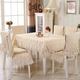 Table Cloth Elegant Pastoral Style Dining Tablecloth Lace Seat Chair Cover For Party Wedding Home Dinner Dustproof Covers Cloth1