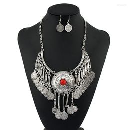 Chains LZHLQ Bohemian Vintage Maxi Statement Necklace Jewelry For Women Exaggerated Silver Color Coin Choker Necklaces & Pendants