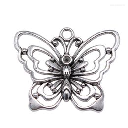 Charms 1pcs/lot Jewellery Making DIY Handmade Craft Antique Silver Colour 38x47mm Butterfly PendantCharms