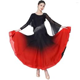 Stage Wear Ballroom Dancing Dress Competition Performance Costumes Elegant Evening Party Gown Women Mesh Long Skirt Waltz Jazz Outfits