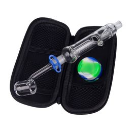 NC018 Dab Rig Glass Bong Smoking Pipe Bag Set 10mm Titanium Quartz Ceramic Nails Quartz Banger Nail Clip Dabber Tool Silicon Jar Air Hole Recycle Bubbler Bongs