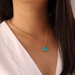 Pendant Necklaces Simple Creative Colourful Semi-precious Stone Necklace For Women Vintage Geometric Clavicle Jewellery YN1666