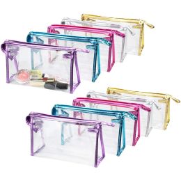 Blank Clear Flat Nylon Pouch PVC Waterproof Makeup Bags with Zipper Transparent Cosmetic Bag Toiletry Wash Bag Travel Storagebag S70