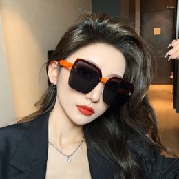 Sunglasses Rimless For Women Fashion Oversized Square Designer Sun Glasses Outdoor Summer Shade Mirror 2023