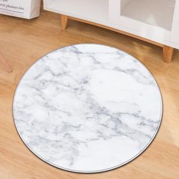 Carpets Modern Marble Printed Round Carpet Living Room Anti-slip Bedroom Office Door Computer Mat Polyester Family