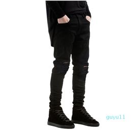 New fashion men black jeans skinny ripped Stretch Slim west hip hop swag denim