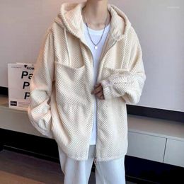 Men's Hoodies & Sweatshirts Fonekie Waffle Hooded Jackets Men Casual Handsome Cardigan Spring Autumn Simple Lazy Loose Tide Ins Korean Gown