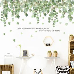 Wall Stickers Nordic Style Rattan Leaves For Living Room Bedroom Eco-friendly Decals Art Home Decor