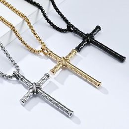 Chains Fashion Vintage Cross Pendant Necklace For Women Men Stainless Steel Long Chain Punk Goth Trendy Accessories Choker Gothic Jewel