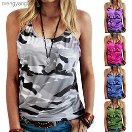 Women's Tanks Camis Summer Women's Camouflage Vest Sleeveless T-Shirt Cami Casual Tank Top Female Loose Clothes S-5XL Grey Blue Pink Green Purple T230517