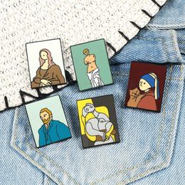 Oil Painting Enamel Pins Van Gogh Picasso Mona Lisa Venus Artistic Brooches Art Badge For Women Men Shirt Lapel Pin Jewelry Gift