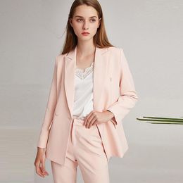 Women's Two Piece Pants Women OL Suit Pant Set Formal Working Blazer Pink And Black