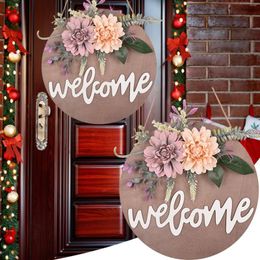 Decorative Flowers Christmas Door Hanging Sign For Front Hanger Wreath Decor Indoor Outdoor Yard Wall Decorations #t2g