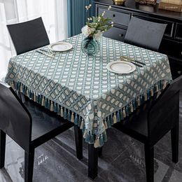 Table Cloth Stylish Chenille Fabric Tassels Tablecloth Square Wrinkle-free Textured Coffee Cover For Birthday Party Kitchen Decoration