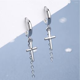 Backs Earrings Buyee Women Cross Earring Excellent 925 Sterling Silver Long Dangle For Girl Woman Gilr Fashion Chain Jewellery