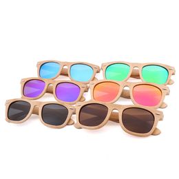 Sunglasses BerWer Bamboo Wood Frame Men Women Fashion Mirror Coating Sun Glasses Shades Eyewear UV400 Gafas