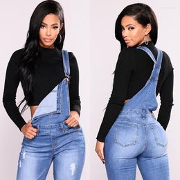 Women's Jeans 2023 Women's Denim Suspenders Water Washed Holes Show Thin Small Foot Pants