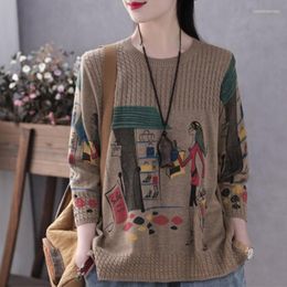 Women's Sweaters England Fashion Ladies Winter Knitted Pullovers Womens Casual Printed Thick Warm Oversized Jumpers