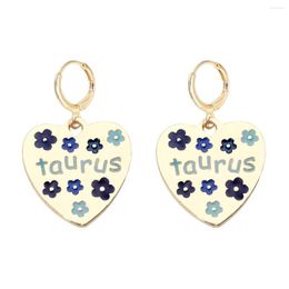 Dangle Earrings Lady Charm Gold Color Small Huggie Hoops Geometric Love Heart Pendant For Women Girls Cute Gifts Jewelry
