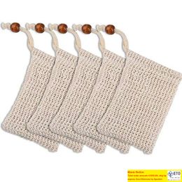 Exfoliating Mesh Bags Pouch For Shower Body Massage Scrubber Natural Organic Ramie Soap Bag Sisal Saver Loofah Moisturizing Bath Spa