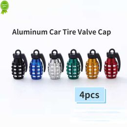 New 4pcs Aluminium Car Tyre Valve Cap Grenade Alloy Tyre Valve Stem Cover Air Dust Cap Tyre Valve Truck Bike Wheel Rim Valve Stem Cap