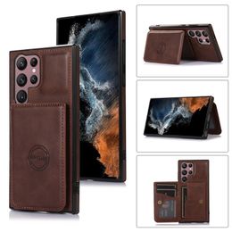 Business Magnetic Folio Vogue Phone Case for iPhone 14 13 Pro Max Samsung Galaxy S23 Ultra S22 Plus A14 A54 A24 A33 A53 A34 5G LG Stylo 7 6 3 Card Slots Leather Wallet Shell