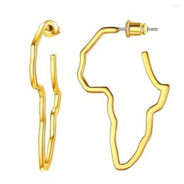Hoop Earrings U7 Africa Map Design Big / Small Gold Plated Minimalist For Women Men Statement Ethnic Jewellery E1025