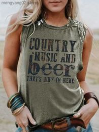 Women's Tanks Camis Country Music And Beer Funny Drinking Shirt for Women Summer Vacation Sleeveless Tees Vintage Patriotic Tank Top Casual Party T230517