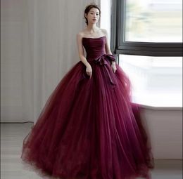Strapless Ball Gown Ruffle Floor-length Special Occasion Dresses Tulle And Satin Evening/Prom Dress