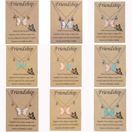 Pendant Necklaces 2Pcs/Set Butterfly Shaped Necklace Friend Love Couple BFF For Girls Women Kids Children Friendship Jewellery