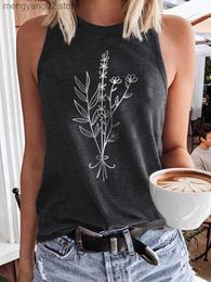 Women's Tanks Camis Women Wild Flower Vintage Graphic Tank Tops Summer Casual Loose O-Neck Vacation Tees Sleeveless Shirts Basic Workout T-Shirt T230517
