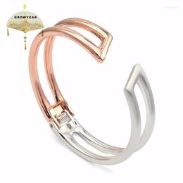 Bangle Woman Bracelets 1 PC Rose Gold And Silver Color Two-tone Sweet Beautiful Fashion Girl Lady Jewelry Smooth Opening