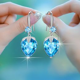 Dangle Earrings Luxury Female Crystal Zircon Stone Drop White Pink Blue Boho Long Wedding For Women