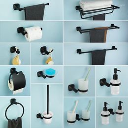 Bath Accessory Set Black Bathroom Accessories Stainless Steel Wall Mounted Towel Holder Robe Hook Toilet Brush Paper Pendant