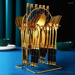 Dinnerware Sets Gold Luxury Dinner Plates Set Ceramic Full Tableware Tourist Travel Cutlery Kitchen Panelas Conjunto Utensils