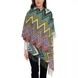 Scarves Luxury Boho Home Tassel Scarf Women Winter Warm Shawls Wraps Ladies Chic Abstract Geometric Zigzag