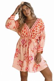 floral Tassel Drawstring Kimono Dress 2023 Hot New q74y#