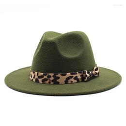 Wide Brim Hats Leopard Grain Hook Fedora Hat Jazz For Women And Men Elegant Fashion Panama Monochrome Elob22