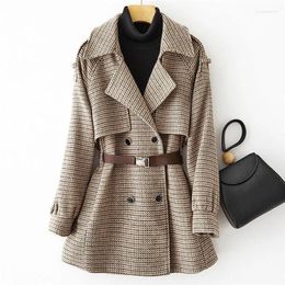 Women's Wool 2023 Autumn Winter Coat Women Belt Windbreaker Jackets Overcoat Fashion Woolen Jacket Outerwear Loose Casaco Feminino