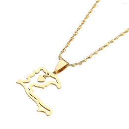 Chains Unisex Stainless Steel Haiti Country Map Pendant Necklaces For Women Men Girls Ayiti Jewelry Gifts