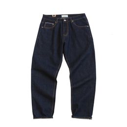 Mens Jeans Red cloth jeans mens heavy washed small straight Japanese retro dark tough denim trousers 230516