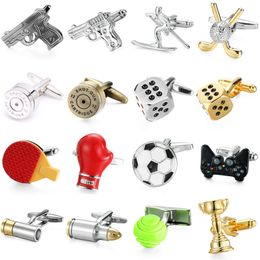 Quality French shirt Cufflinks button Sports Cuff-links Boxing glove game handle pistol Golf bullet design Cuffs for Men's gift